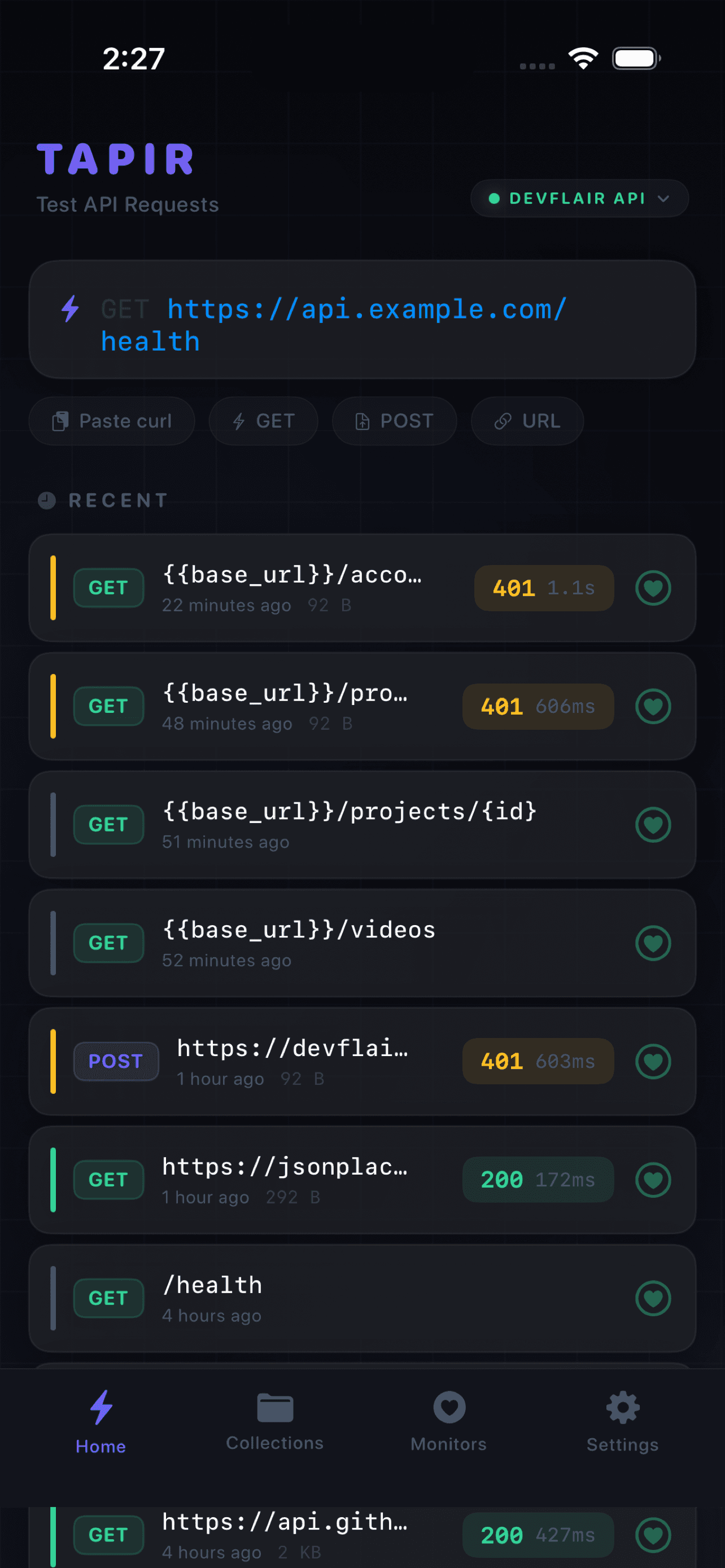 TAPIR API screenshot
