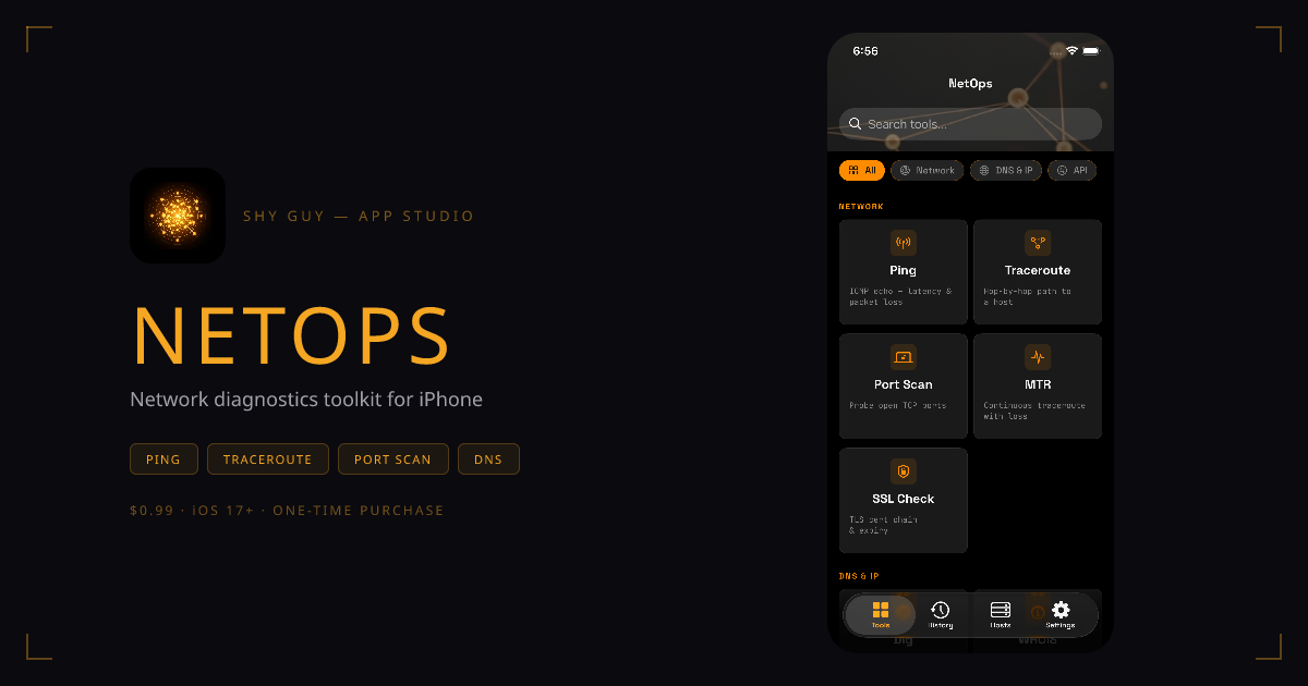 NetOps — Network Diagnostics for iPhone — Shy Guy Studio